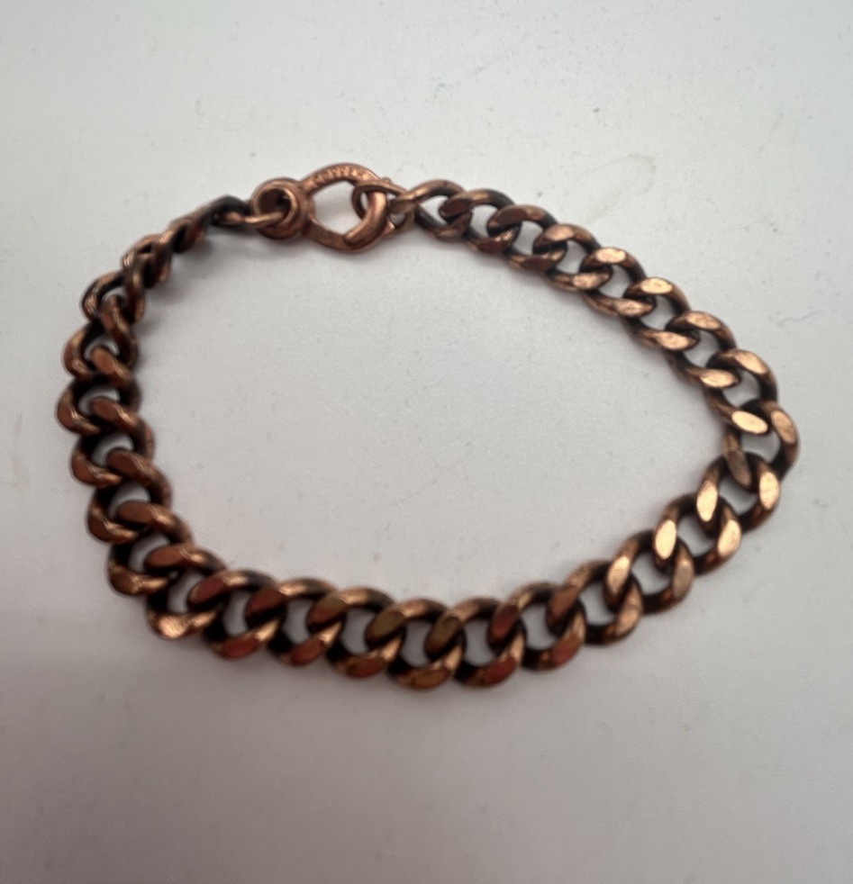 Chunky Solid Copper Curb Link Chain Bracelet Vint… - image 6