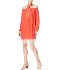 Michael Kors Womens Lace-Hem Off-Shoulder Dress