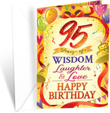 Greetings 95Th Birthday Card, Made in America, Eco-Friendly, Thick Card Stock wi