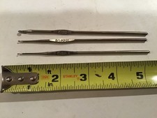 Lot of 3 Vintage Metal Steel Crochet Hook Boye Sz 00, 6, 9 USA Tatting Lace