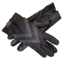 Vintage Isotoner Black Lined Winter Driving Gloves Leather Trim One Size 1980s