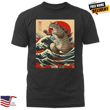 Catzilla Cat Japanese Art Funny Cat Humorous T-shirt