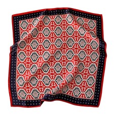 100 Pure Silk Scarf Women Black Red Paisley Kerchief Small Square Bandana 53cm