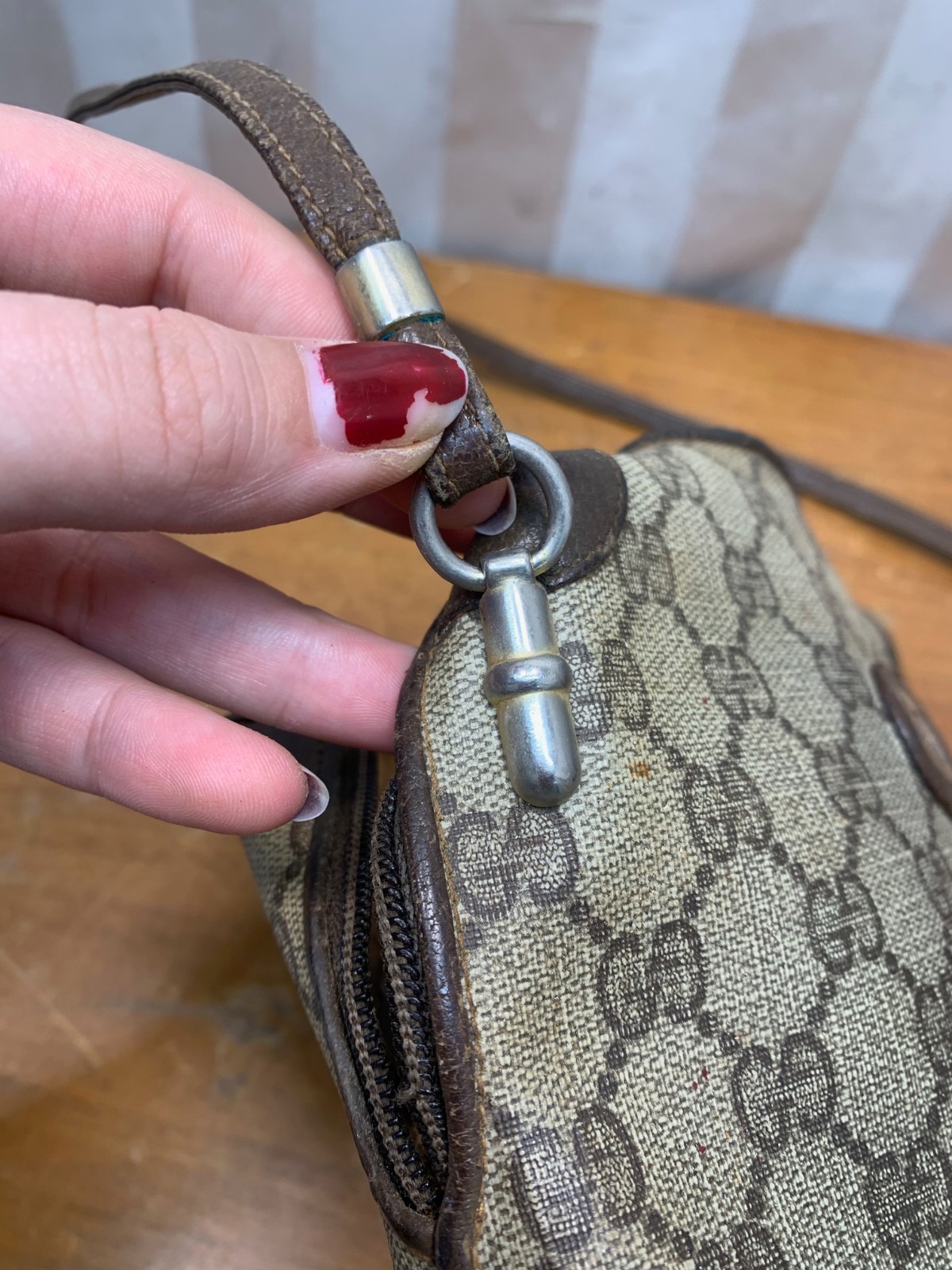 3 Small Designer Brown Geometric Pattern Purses S… - image 17