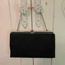 Vintage Ande Black Purse or Clutch with Silver Chain Handle