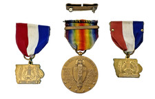 WWI Veteran Medal Group – U.S. Victory Medal + 2 Iowa Muscatine County Medals