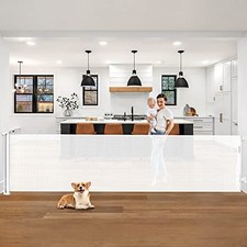 105 Inch Retractable Baby Gates Extra Wide Dog Gate Extra Long Baby Gates White