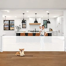 105 Inch Retractable Baby Gates Extra Wide Dog Gate Extra Long Baby Gates White