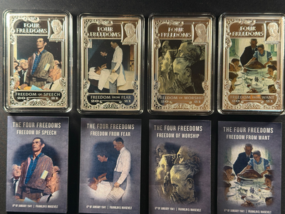 #ad Norman Rockwell Four Freedoms 4 Coin Series Colorized Set $19.95