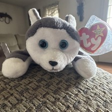 Ty Beanie Babies Nanook Husky Dog Plush Beanbag Style 4104 1996 all tag errors