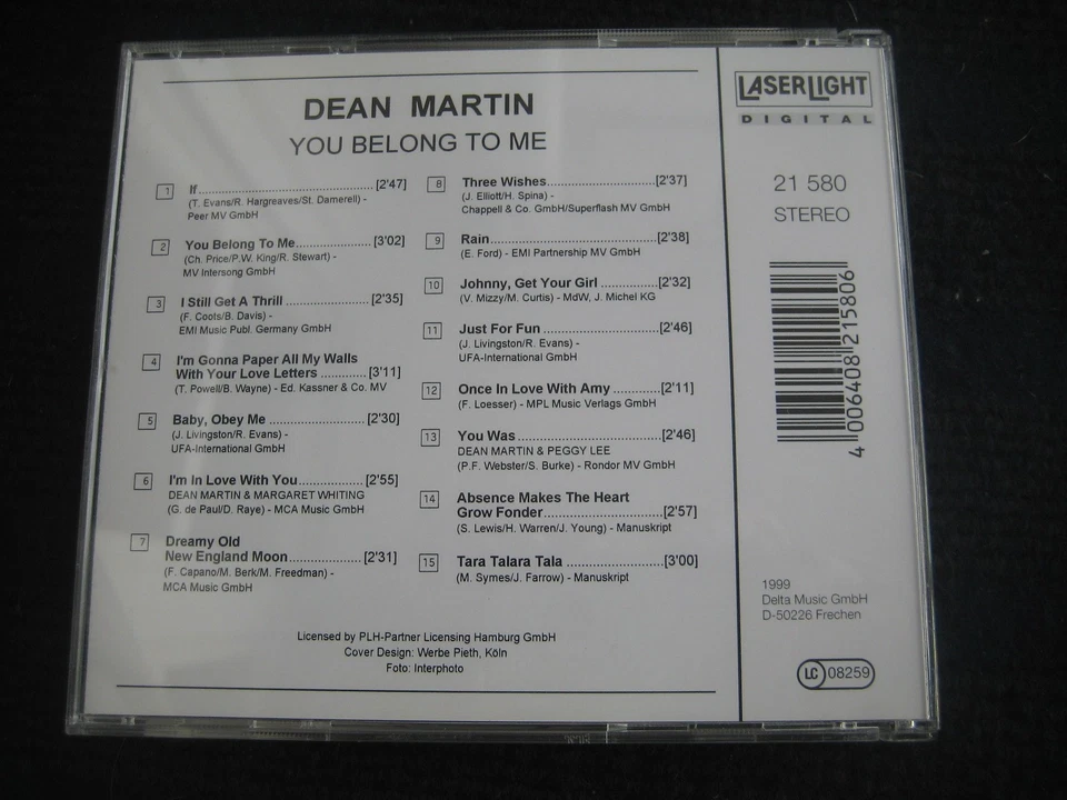 CD DEAN MARTIN You belong to me Neuwertig Best of Greatest Hits - Bild 3 von 4
