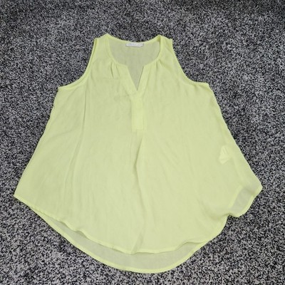 Lush Sheer Yellow Tank Top V Neck, Lightweight Women's Size Small, Summer Beach