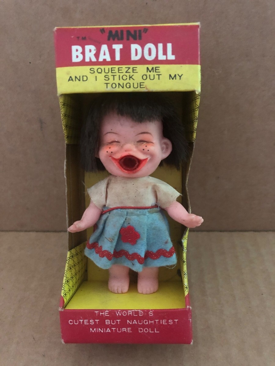 Vintage 1967 "MINI" BRAT DOLL w/ Box Parksmith Corp Squeeze Tongue | eBay Vintage 1967 "MINI" BRAT DOLL w/ Box Parksmith Corp Squeeze Tongue | eBay