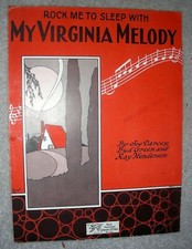 1923 MY VIRGINIA MELODY Vintage Sheet Music by Darcey, Green, Henderson