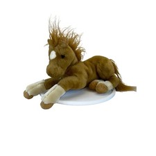 FAO Shwarz Brown Horse Pony Lying Down 18" Plush Bean Pellets
