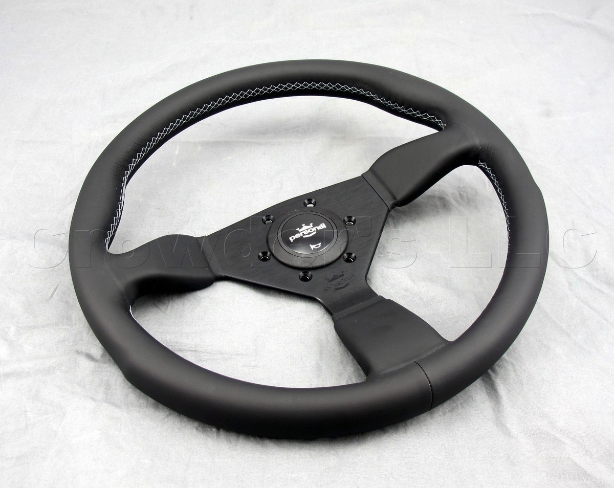 Personal Grinta Steering Wheel 350mm Black Leather Grey Stitching