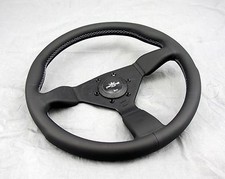 Personal Grinta Steering Wheel 350mm Black Leather Grey Stitching Black Spokes