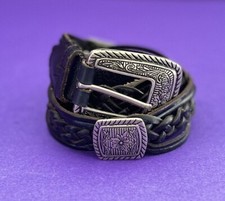 Vintage Women  s Western Black Leather Silver Concha Woven Belt 35  SALE 