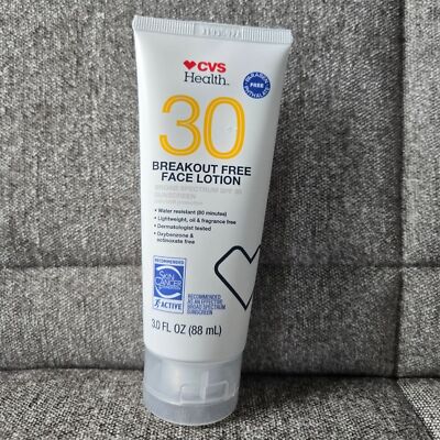 CVS Health Breakout Free Face Lotion Sunscreen SPF 30 Lightweight 3.0 Fl oz/ 88m