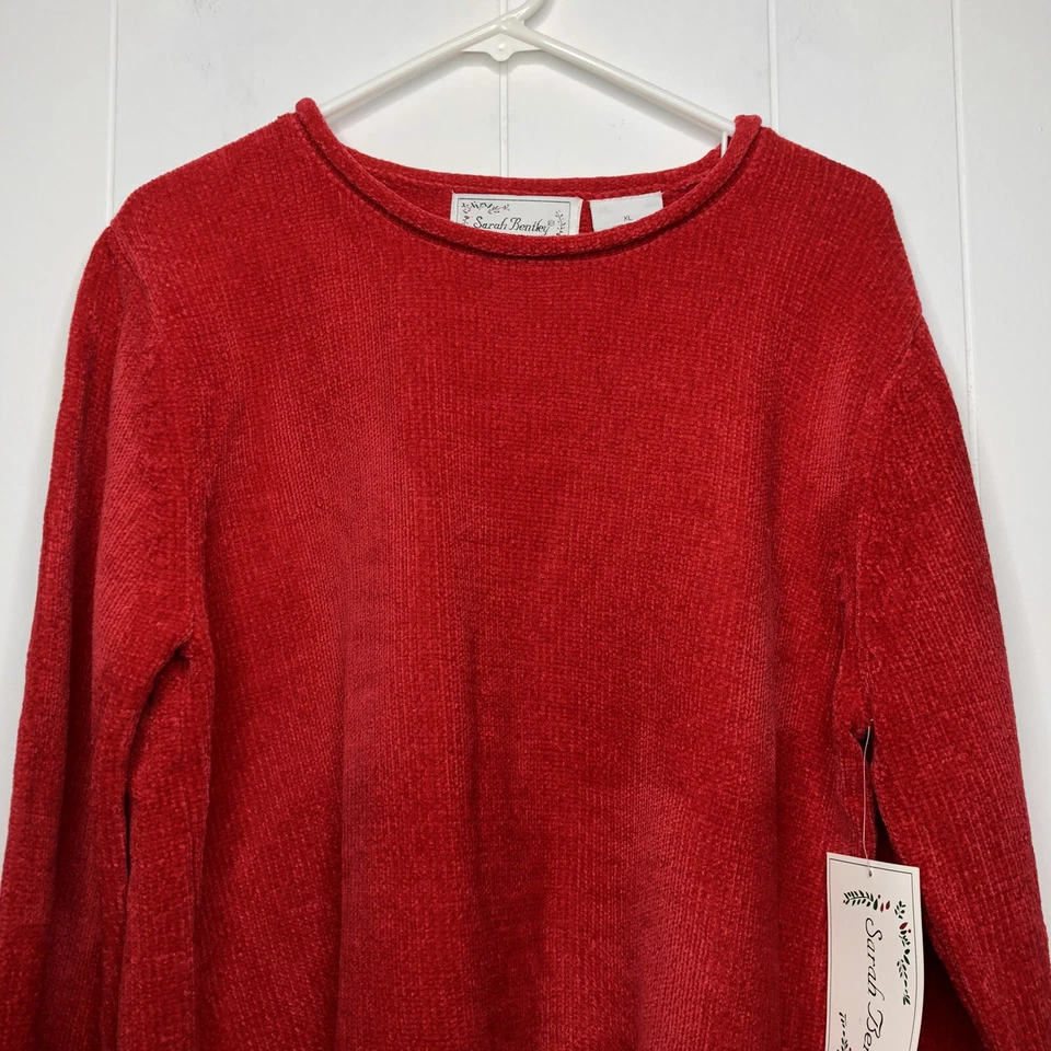 Sarah Bentley Pullover Top Women's Size XL Red Long Sleeves Stretch Knit NWT - Image 2 of 4