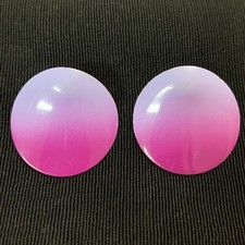 Vtg Pink Purple Enamel MOD Curve Post Earrings Circle 1.25"