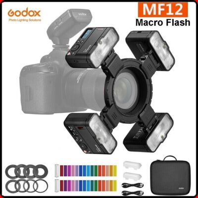 Godox MF12-K2 12W 2.4G TTL Makroblitz Makrofotografie Blitz mit Akku Set