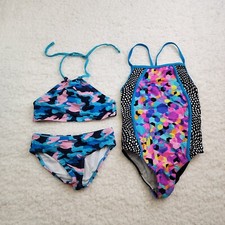 2pc LOT Swimsuit Bikini Camo 6X One Piece Speedo 7 Geometric Beach Vacation
