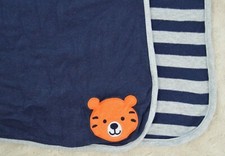 Just One You by Carter's Tiger Baby Blanket Blue Gray Stripes Orange Face Lovey