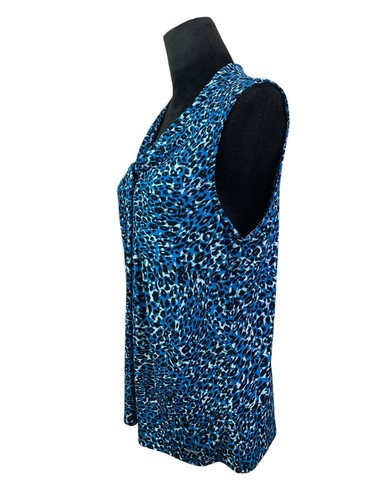 Calvin Klein ärmellose Bluse Größe XL blau Animalprint U-Ausschnitt - Bild 3 von 10