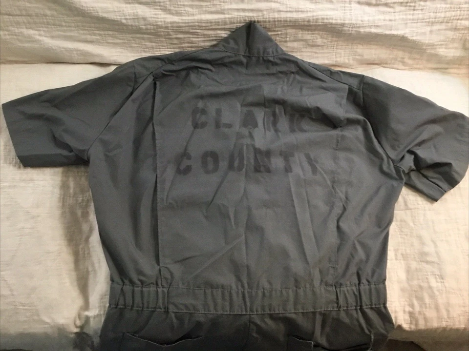 Clark County Jail Coveralls 1 PIECE Zipper Jumper Las Vegas Nevada Workwear - Image 2 of 4