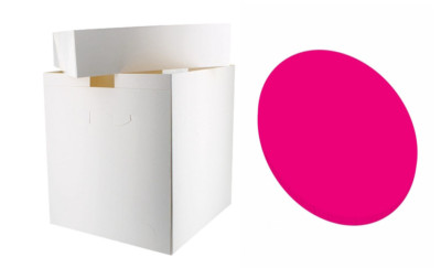 MASONITE Kuchenbrett (5 mm) und weiß HOCH Kuchenbox (12''X12''X12'')-12'' - HEISS ROSA