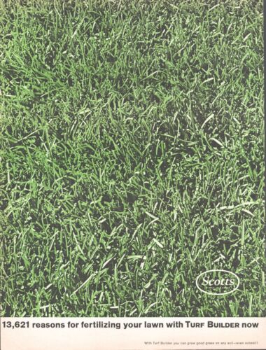 1961 Scotts Turf Builder Lawn Care Fertilizer Seed Vintage Print Ad Green Grass - 第 1/1 張圖片