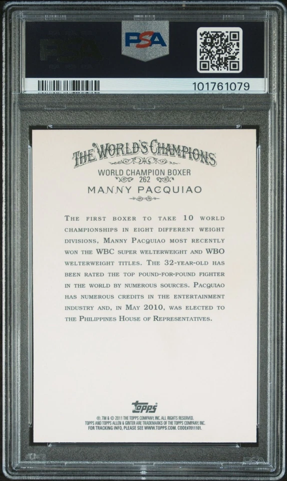 2011 Topps Allen & Ginter Manny Pacquiao #262 CRACK CODE Card Boxing PSA 9 MINT - Image 2 of 2