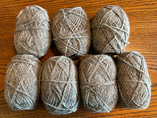 NOS Lot of 7 Skeins Unbranded Natural Light Brown Wool Yarn Undyed No Labels