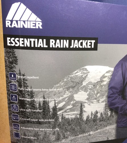 Rainier Essential Rain Jacket Mens 2XL Navy Blue Waterproof Breathable Hood NEW! - Picture 20 of 24