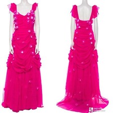LoveShackFancy pink floral tulle Evening Gown Dress NWOT