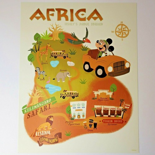 Africa Park Map Poster Animal Kingdom 11x14 Authentic Walt DIsney World - Picture 2 of 2