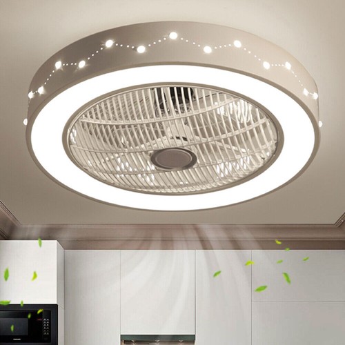 22" Indoor Modern Dimmable Ceiling Fan With LED Light Remote Control Flush Mount - Bild 18 von 18