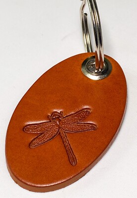 Leder Schlüsselanhänger mit Libelle Design hellbraun Leder Schlüsselanhänger/Keyring/Keyholder
