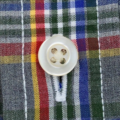 Camisa con botones Tommy Hilfiger para hombre manga larga grande gris rojo a cuadros algodón - Imagen 7 de 12