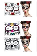 2 Day Of The Dead Dia de los Muertos Face Mask SUGAR SKULL NEW TATTOO Halloween