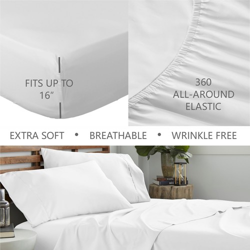 Deep Pocket 4 Piece Bed Sheet Set 1800 Series Microfiber Comfort Soft Breathable - Picture 71 of 84