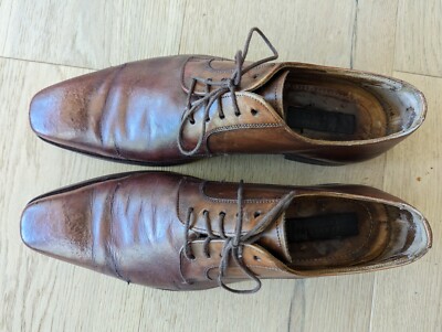 Barneys New York Mens Brown Leather Oxford Dress Shoes Size  display picture 1