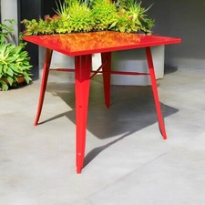 Durable Red Metal Bar Table Set Breakfast Dining Table Bistro Cafe to Home Decor