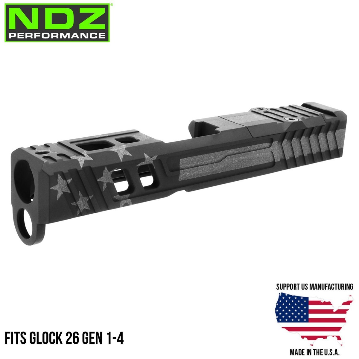 NDZ Glock 26 Gen 1-4 Slide Stainless Steel RMR Cut Cerakote US