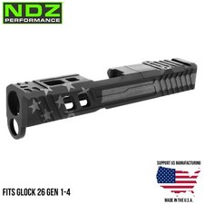 NDZ Glock 26 Gen 1-4 Slide Stainless Steel RMR Cut Cerakote US Flag Black TROI