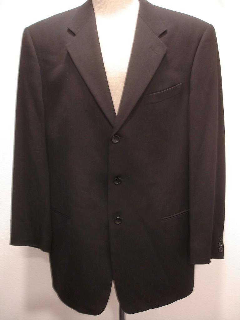 Mens 44L Armani Collezioni Black Wool Three-Button Suit Jacket