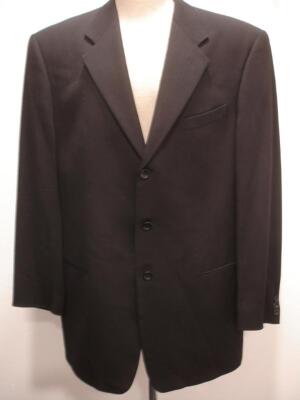 Mens 44L Armani Collezioni Black Wool Three-Button Suit Jacket