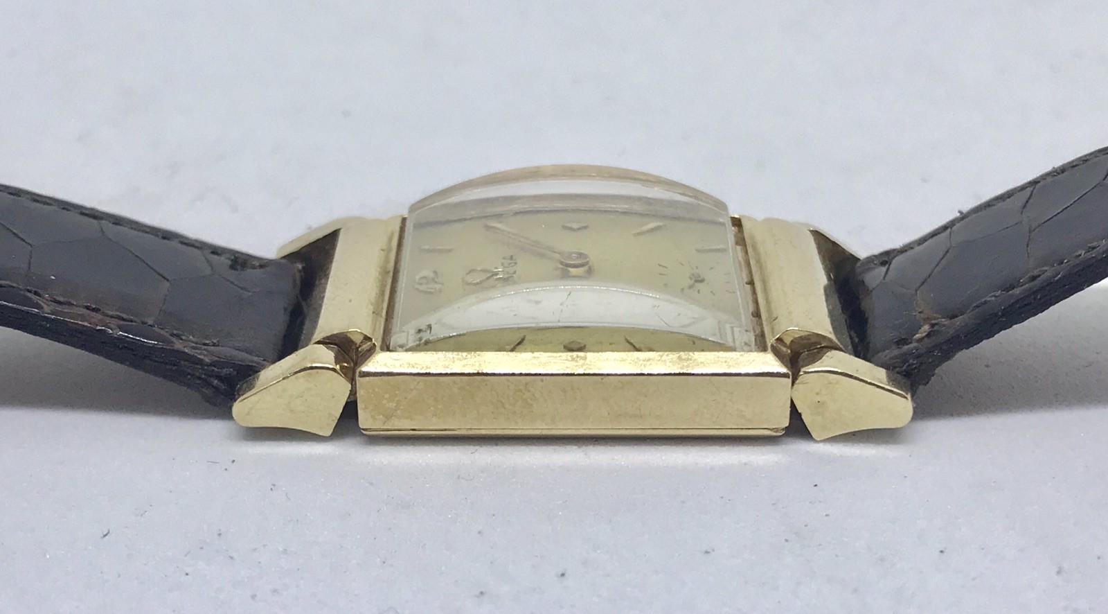Omega 14k Solid Gold Rectangule Driver Watch Swiv… - image 6
