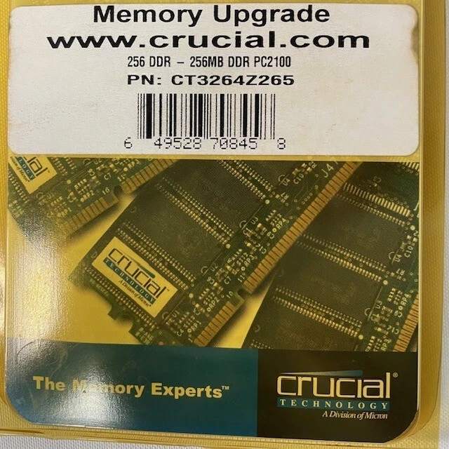 VTG Crucial Memory Upgrade Card 2 New 56 DDR-256MB DDR PC2 100 - Image 2 of 4